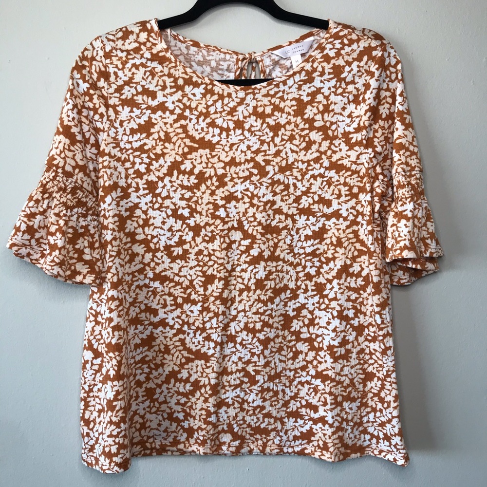 Lauren Conrad Floral Blouse with Ruffled Sleeves